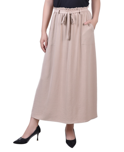 Shop Ny Collection Petite Ankle Length Belted A-line Skirt In Doeskin