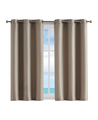 Shop Nautica Milton Thermal Woven Room Darkening Grommet Window Curtain Panel Set, 38" X 63" In Taupe