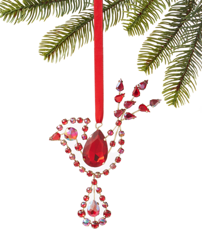 Holiday Lane Ruby Red Holiday Jeweled Bird Ornament, Exclusively At Macy's