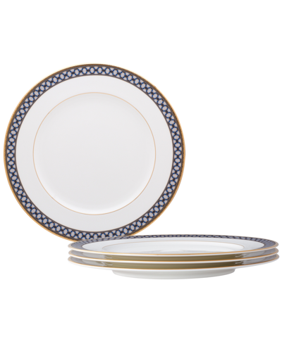 Noritake Blueshire Set Of 4 Dinner Plates, Service For 4 In White Blue