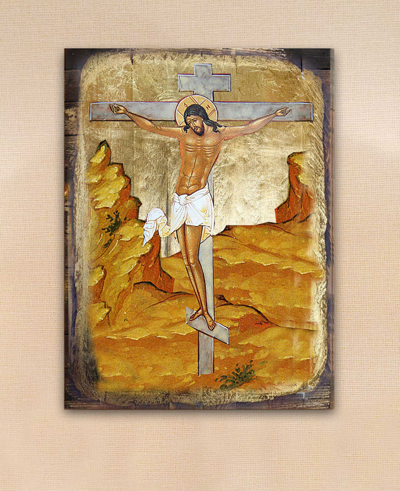 Shop G.debrekht Crucifixion Holiday Religious Monastery Icons In Multi Color