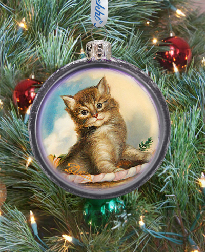 Shop G.debrekht Feline Friend Cut Ball Holiday Ornament In Multi Color