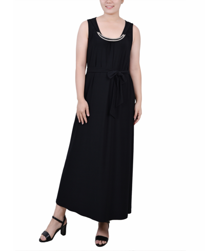 Shop Ny Collection Petite Ankle Length Sleeveless Dress In Black