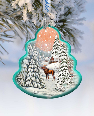 G.debrekht Winter Village With Moose Tree Holiday Ornament In Multi Color