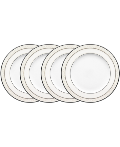 Noritake Montvale Platinum Set Of 4 Bread Butter And Appetizer Plates, Service For 4 In White