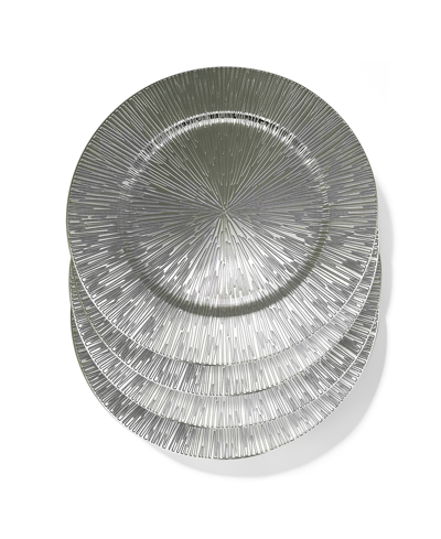Shop American Atelier Starburst Charger Plates 13" Electroplated Set, 4 Pieces In Silver-tone