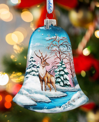 G.debrekht Winter Deer Bell Holiday Ornament In Multi Color