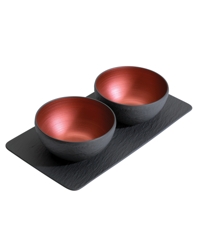 Shop Villeroy & Boch Manufacture Rock Glow Condiment Bowl Set, 3 Pieces In Black/copper