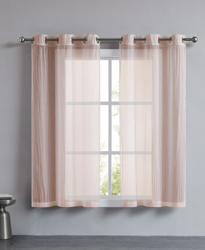 Shop Juicy Couture Marnie Crushed Solid Sheer Voile Grommet Window Curtain Panel Set, 38" X 63" In Blush