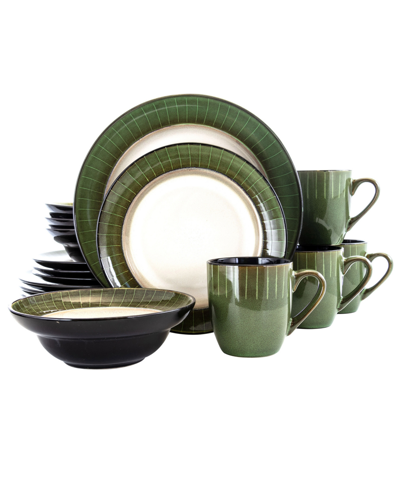 Elama Libra 16 Piece Luxurious Stoneware Dinnerware, Service For 4 In Jade