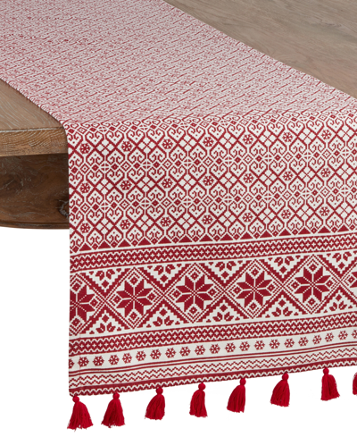 Saro Lifestyle Table Runner With Christmas Pattern Design, 54" X 16" In Red