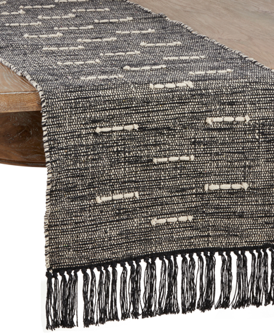 Saro Lifestyle Table Runner With Dashed Stitch Design, 54" X 16" In Black