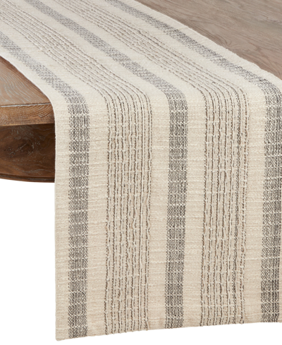 Shop Saro Lifestyle Woven Table Runner With Striped Design, 54" X 16" In Ivory