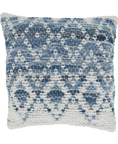 Shop Saro Lifestyle Diamond Chindi Decorative Pillow, 18" X 18" In Blue