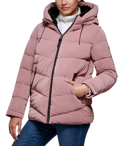 Dkny Women's Petite Hooded Shine Puffer Coat, Created For Macy's In  Rosewood | ModeSens