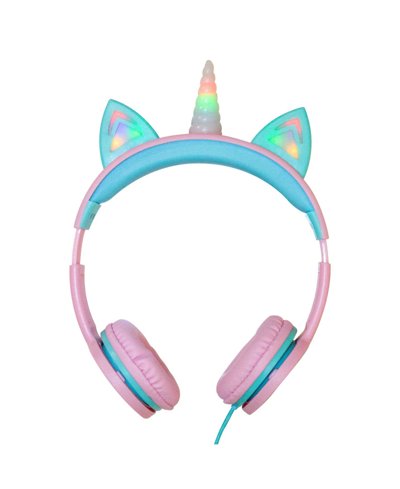 Shop Gabba Goods Kids Safesounds Unicorn Led Light-up Wired Headphones In Pastel