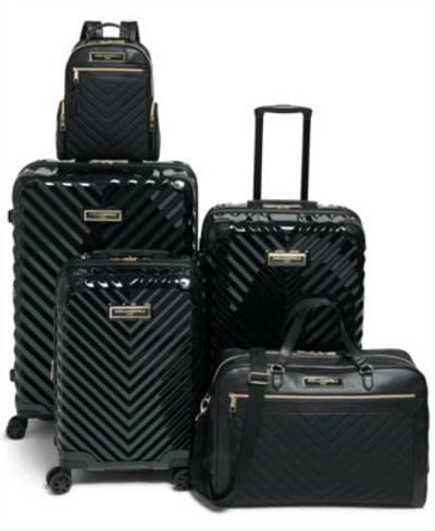 Shop Karl Lagerfeld Chevron Luggage Collection In Burgundy