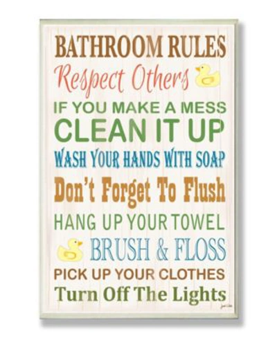 Shop Stupell Industries Home Decor Bathroom Rules Typography Rubber Ducky Bathroom Art Collection In Multi
