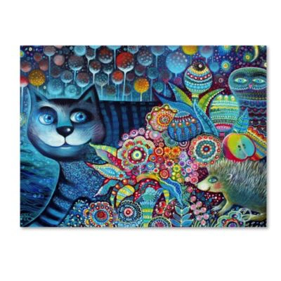 Shop Trademark Global Oxana Ziaka Indigo Cat Canvas Art Collection In Multi