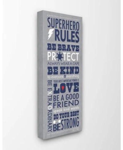 Stupell Industries The Kids Room By Stupell Gray Navy Superhero Rules Typography Canvas Wall Art Collection In Multi