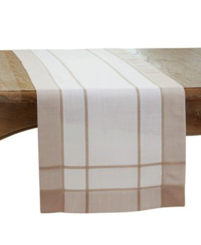 Shop Saro Lifestyle Long Table Runner With Banded Border Design In Open White