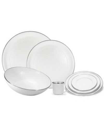 Golden Rabbit White On White Enamelware Collection In White