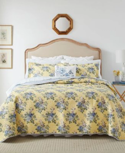 Laura Ashley Linley Cotton Reversible Quilt Sets In Yellow