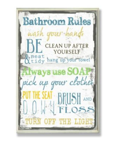 Shop Stupell Industries Home Decor Bathroom Rules Typography Bathroom Art Collection In Multi