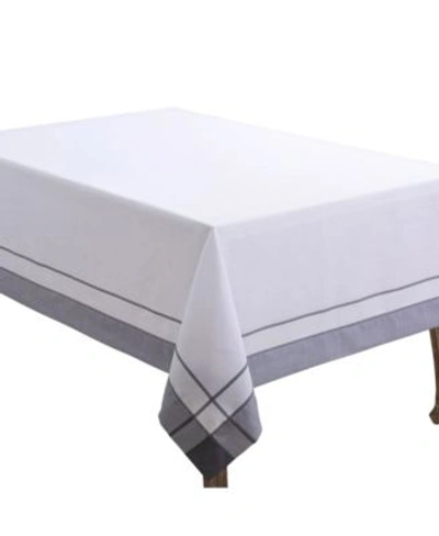 Shop Saro Lifestyle Casual Tablecloth With Banded Border Design In Open White