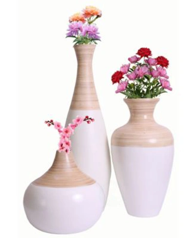 Shop Uniquewise Spun Bamboo Vase Collection In White