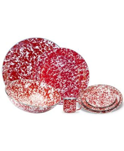 Golden Rabbit Red Swirl Enamelware Collection In Red