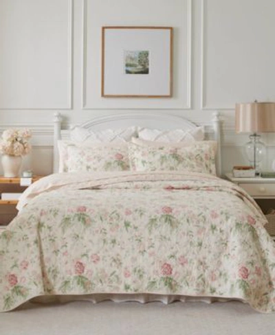 Shop Laura Ashley Breezy Floral Reversible Quilt Sets In Pink