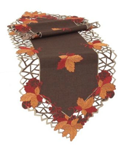 Shop Manor Luxe Harvest Hues Embroidered Cutwork Fall Table Runner Collection In Brown