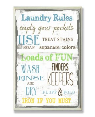 Shop Stupell Industries Home Decor Laundry Rules Typography Bathroom Wall Art Collection In Multi