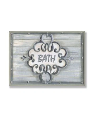Stupell Industries Bath Gray Bead Board With Scroll Plaque Bathroom Art Collection In Multi