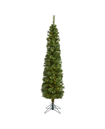 Shop Nearly Natural Green Pencil Artificial Christmas Tree With Lights And Bendable Branches, 72"