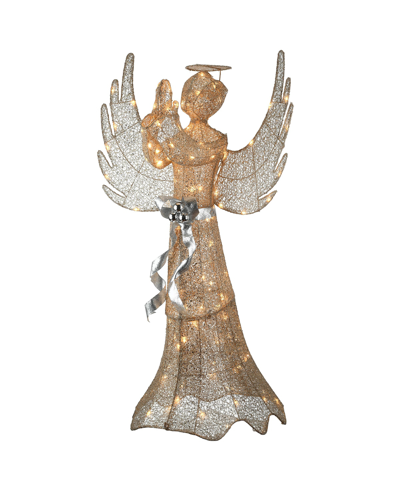 National Tree Company 53" Champagne Gold-tone Praying Angel With Led Lights In Gold-tone