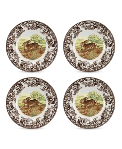 Spode Woodland Rabbit Dinner Plates, Set Of 4 In Brown