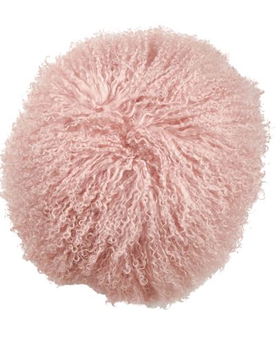 Shop Saro Lifestyle Lamb Fur Decorative Pillow, 13" X 13" In Rose