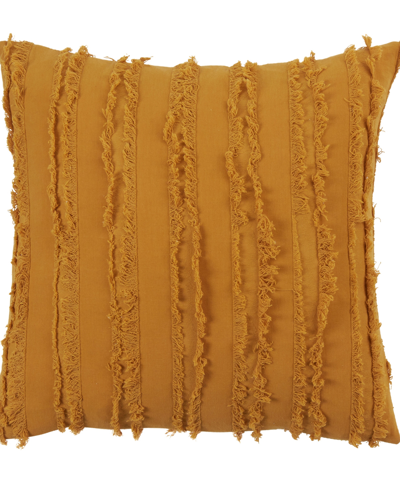 Shop Saro Lifestyle Fringe Stripe Decorative Pillow, 18" X 18" In Mustard