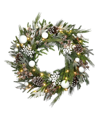Shop National Tree Company 30" Pre-lit Alpine Collection Decorated Wreath In Green
