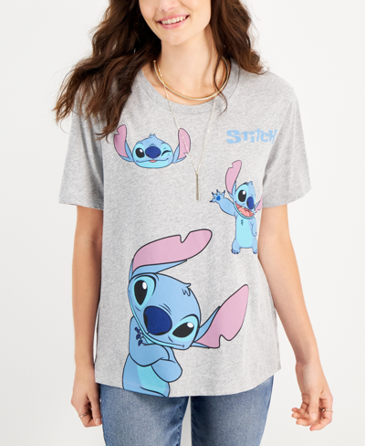 Shop Disney Juniors' Stitch Graphic T-shirt In Heather Grey