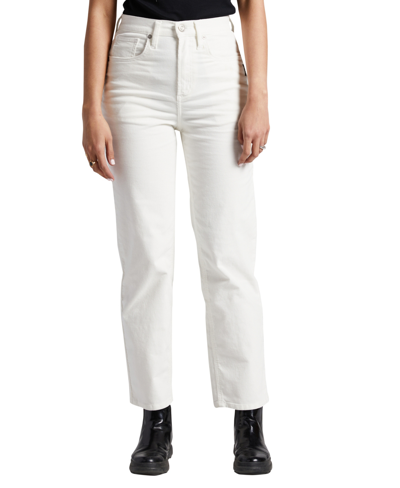Shop Silver Jeans Co. Women's Highly Desirable High Rise Straight Leg Pants In White
