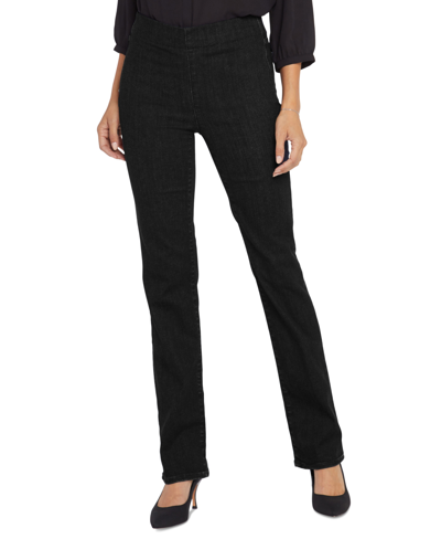 Shop Nydj Women's Marilyn Straight Black Pull-on Jeans