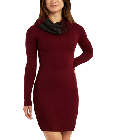 Shop Bcx Juniors' Bodycon Sweater Dress & Ombre Scarf In Pat F