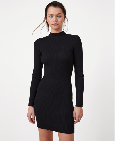 Shop Cotton On Women's Mock Neck Sweater Dress In Black