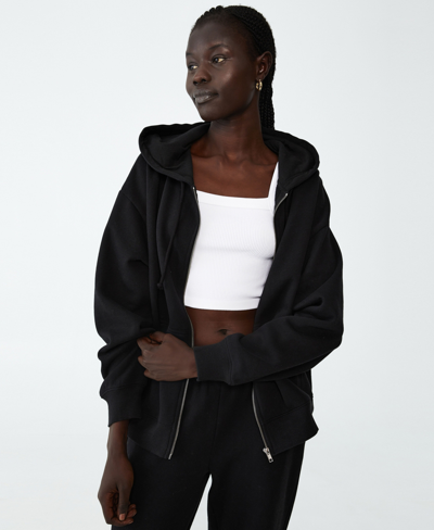 Shop Cotton On Women's Classic Zip-through Hoodie Top In Black