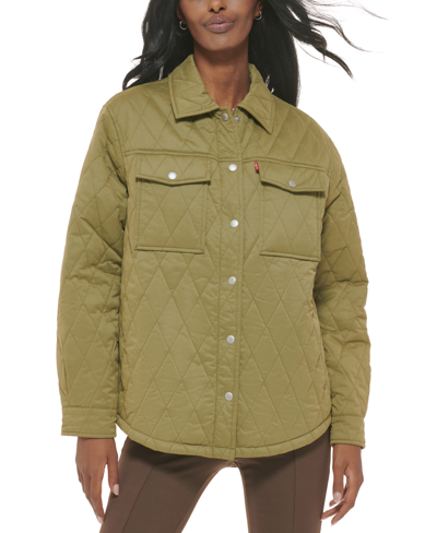 Levi's Women's Quilted Shirt Jacket In Martini Olive | ModeSens