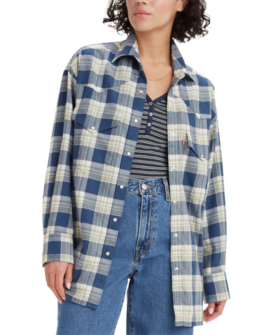Shop Levi's Women's Dylan Relaxed Western Shirt In Sargasso Sea