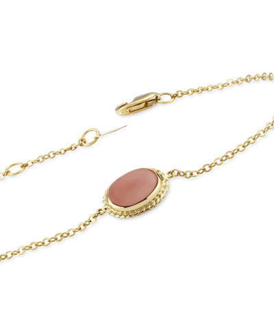 Shop Macy's Genuine Coral Chain Bracelet In 14k Yellow Gold